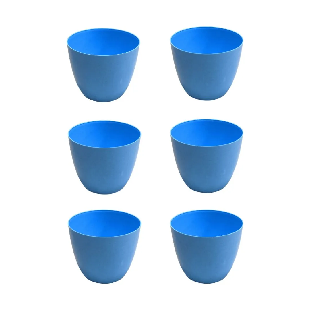 Set of 6 - 4 Inch Dark Blue Premium Orchid Round Plastic Pot