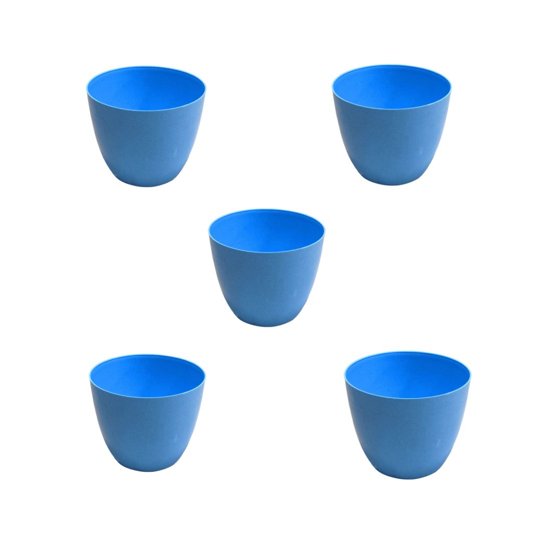 Set of 5 - 4 Inch Dark Blue Premium Orchid Round Plastic Pot
