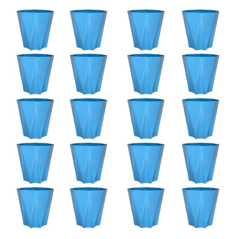 Set of 20 - 4 Inch Blue Marble Premium Diamanti Plastic Pot