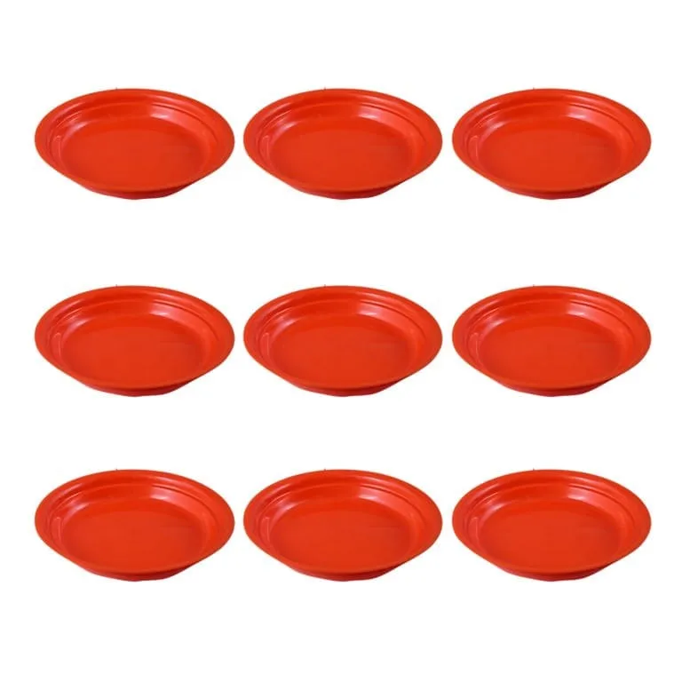 Set of 09 - 5 Inch Terracotta Red Premium Round Trays - To keep under the Pots