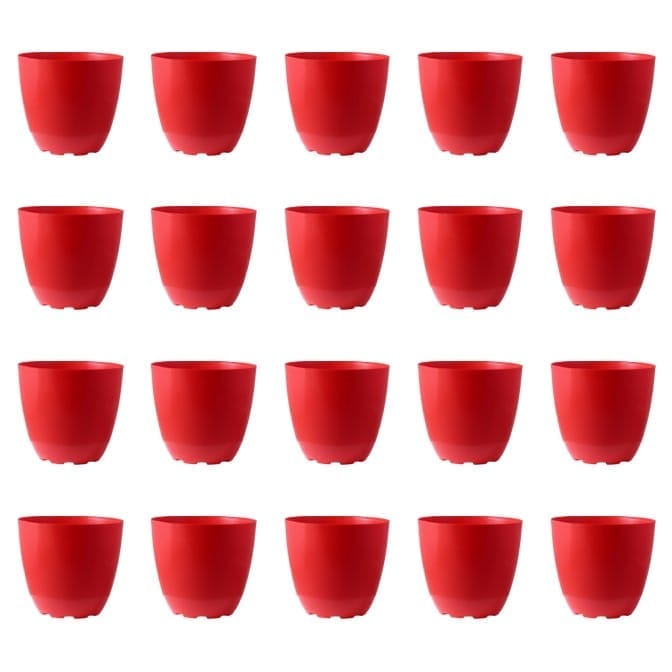 Set of 20 - 6 Inch Red Premium Orchid Round Plastic Pot