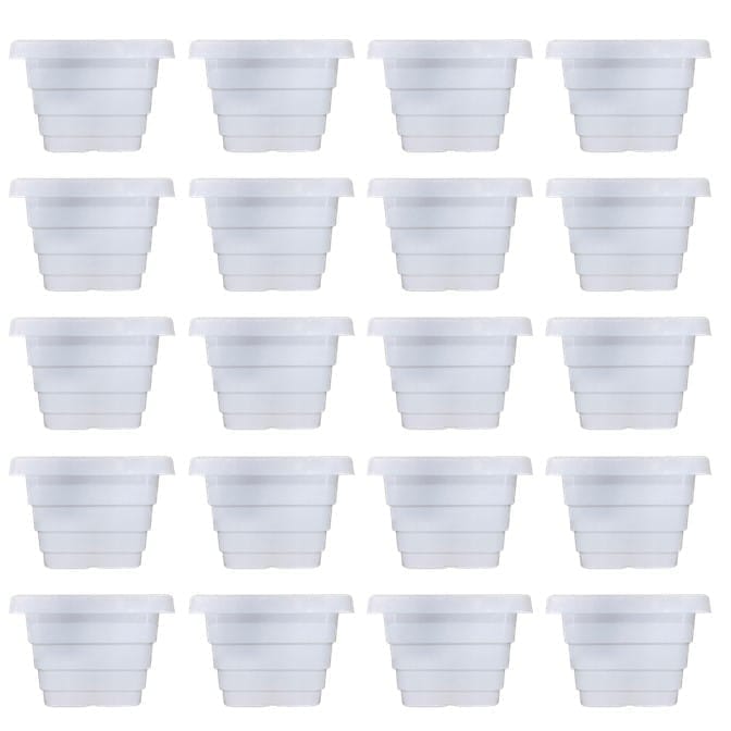 Set of 20 - 6 Inch White Premium Orchid Square Plastic Pot