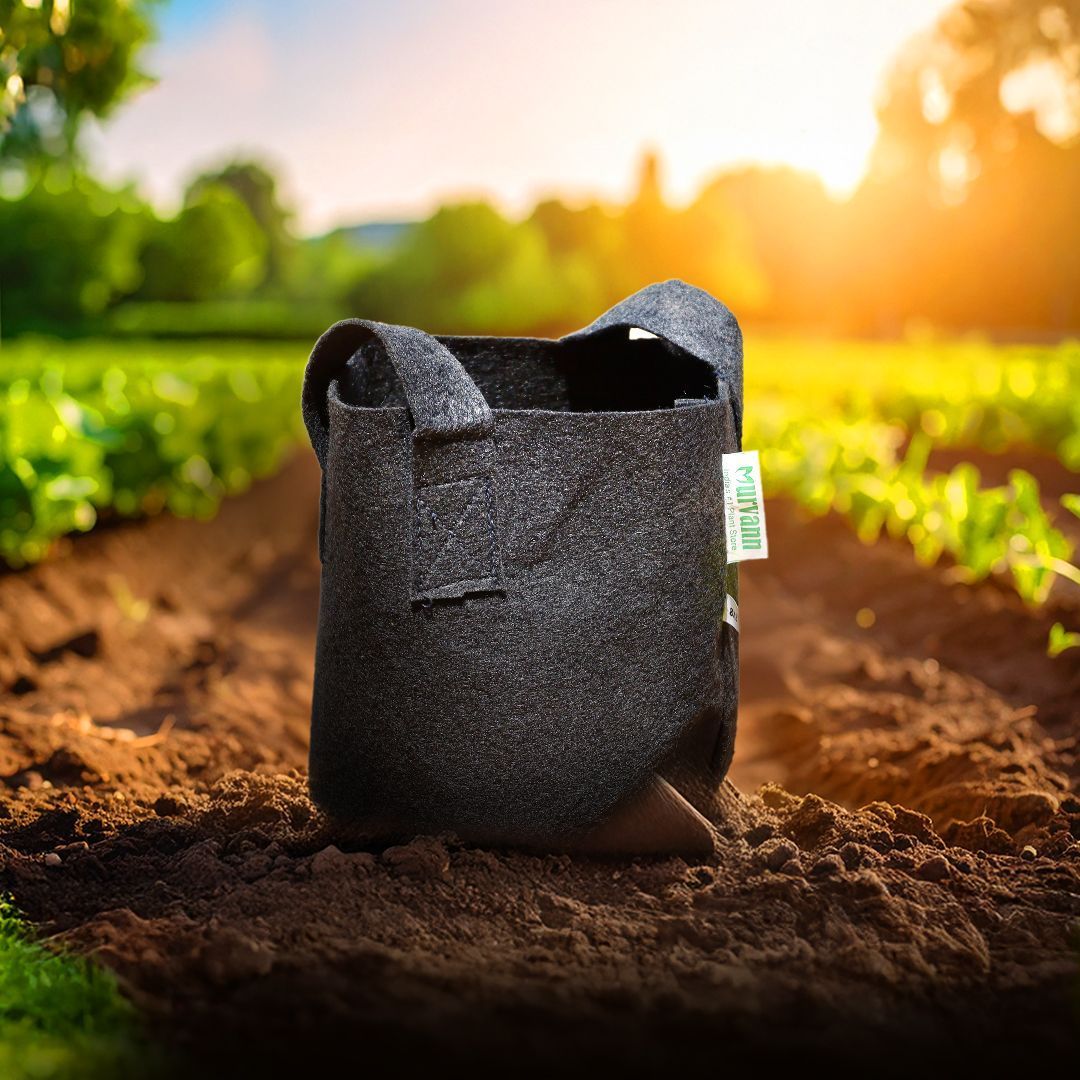 10x10 Inch Round Black LUMA Grow Bag - 400 GSM Heavy Duty Geo Fabric, Breathable, Reusable Planter for Home Gardening