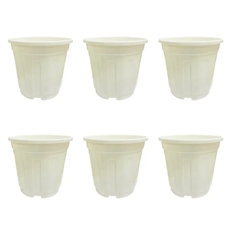 Set of 06 - 6 Inch White Super Nursery Pot