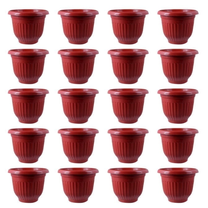 Set of 20 - 8 Inch Terracotta Red Olive Plastic Pot