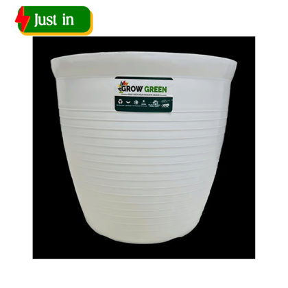 08 Inch White Marble Premium Milo Round Plastic Pot