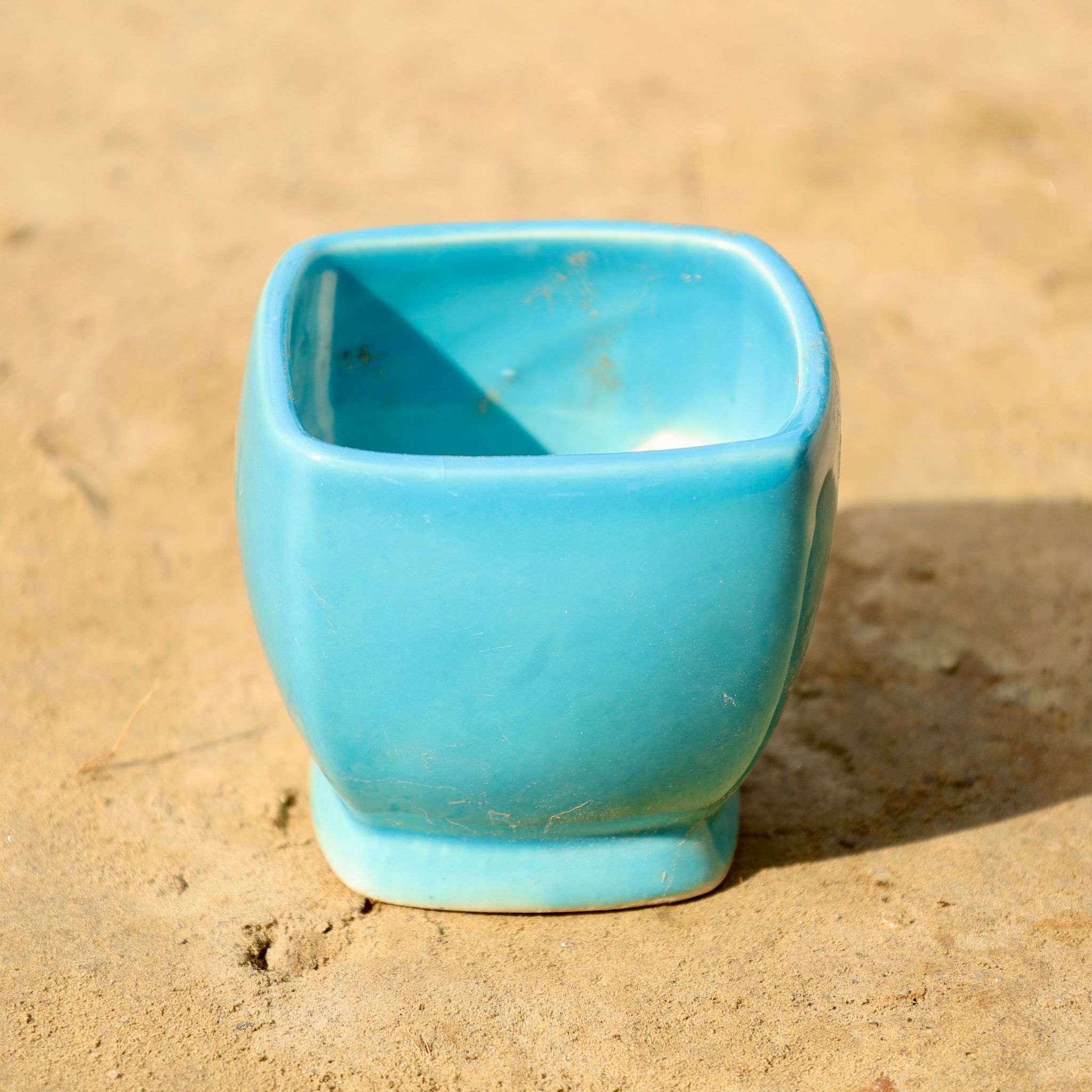 3 Inch Blue Cute Ceramic Pot