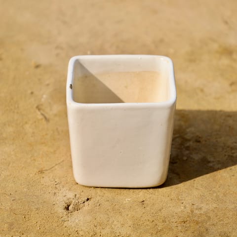 4 Inch White Square Ceramic Pot