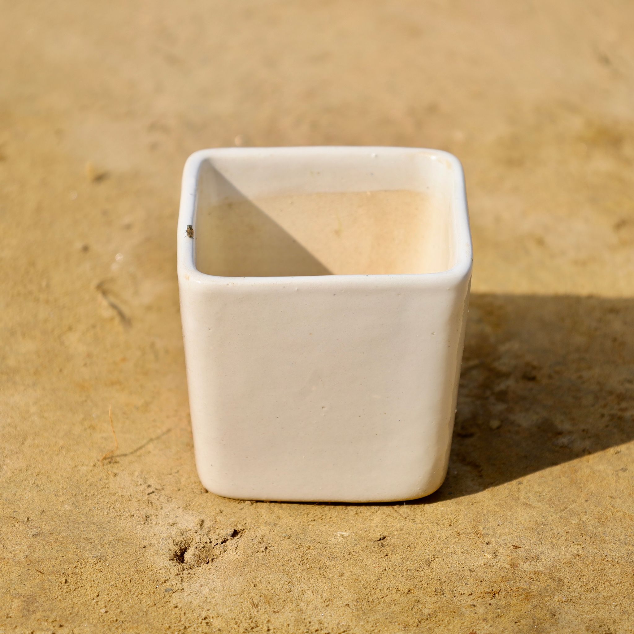 4 Inch White Square Ceramic Pot
