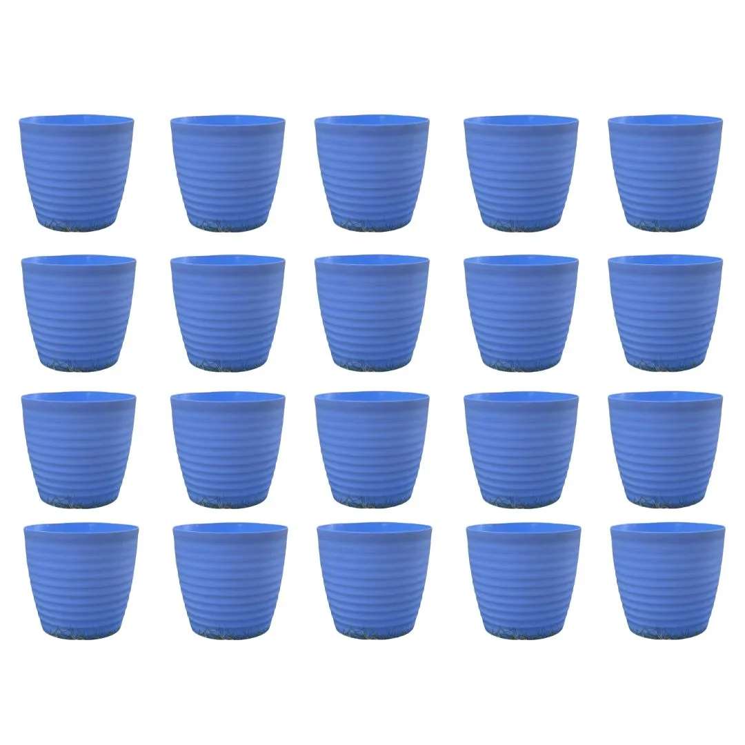 Set of 20 - 5 Inch Elvan Blue Avora Premium Plastic Planter