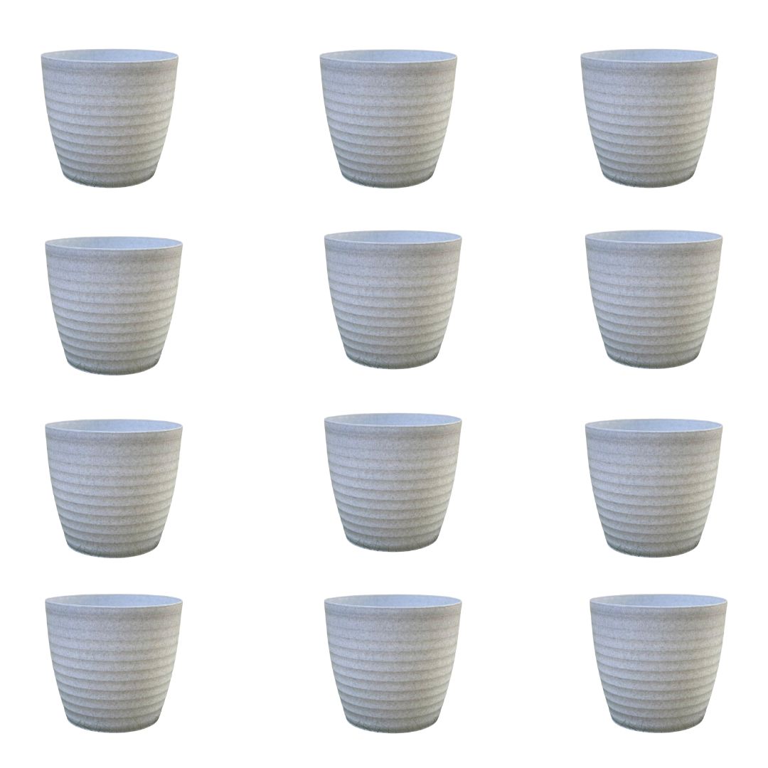 Set of 12 - 7 Inch Grey Avora Premium Plastic Planter