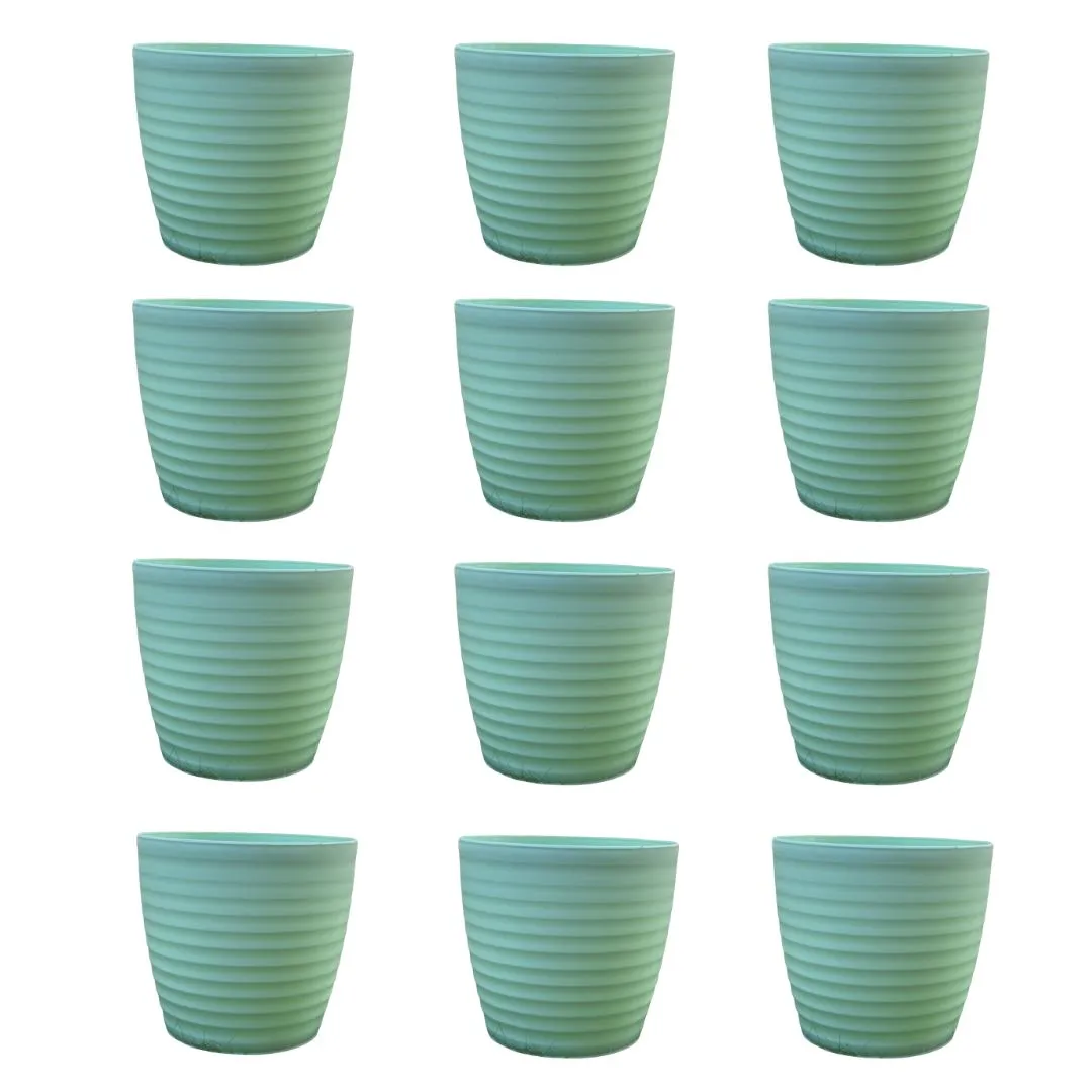 Set of 12 - 6 Inch Pastel Green Avora Premium Plastic Planter