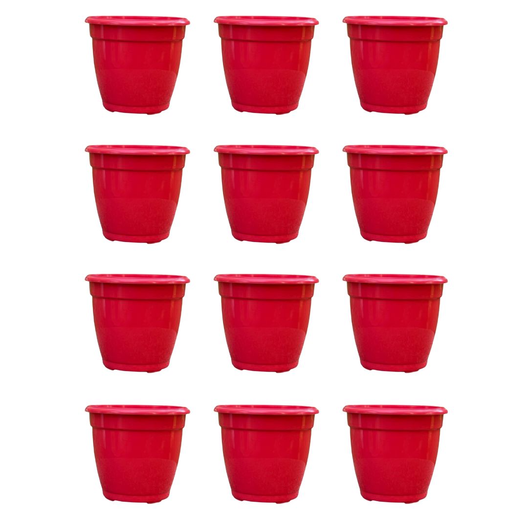 Set of 12 - 4 Inch Ruby Red Elora Premium Plastic Planter