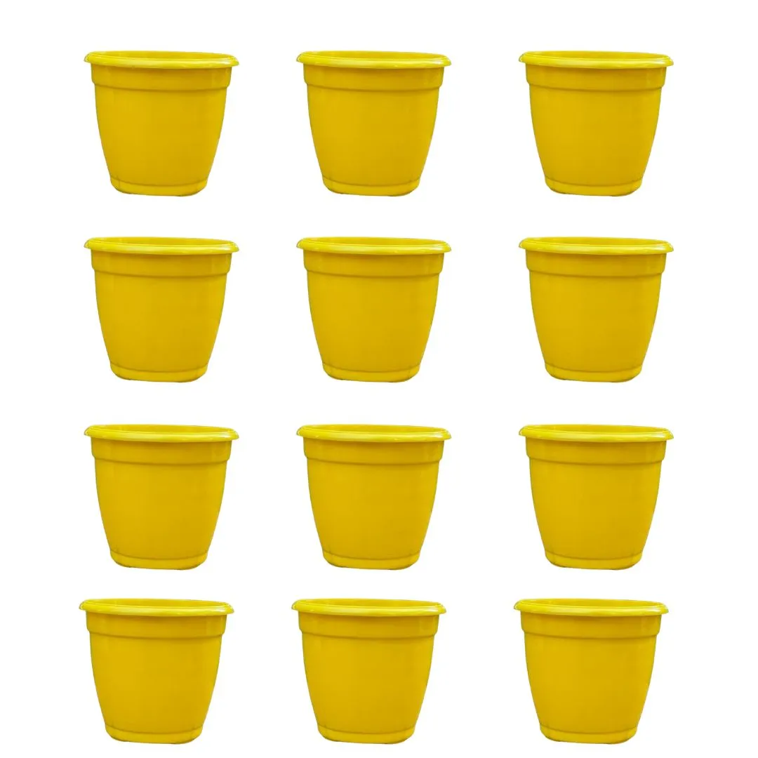 Set of 12 - 3 Inch Sunshine Yellow Elora Premium Plastic Planter