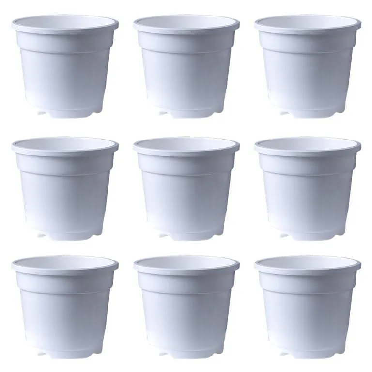Set of 9 - 12 inch White Nursery Pot