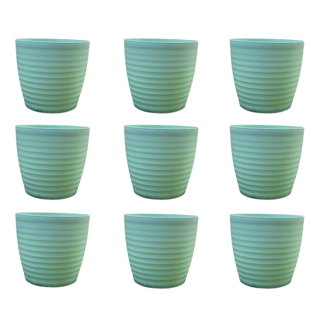 Set of 9 - 6 Inch Pastel Green Avora Premium Plastic Planter