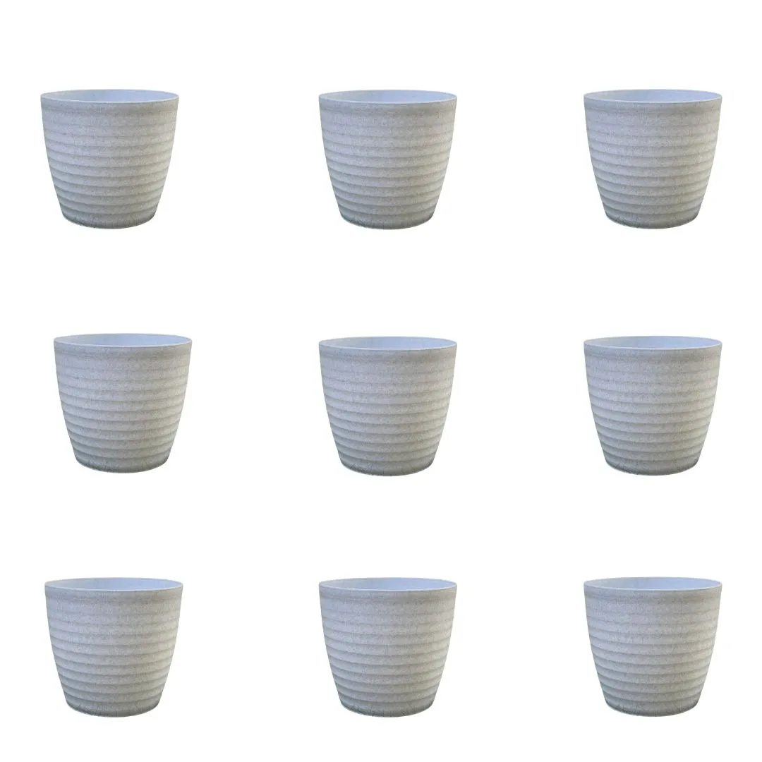 Set of 9 - 5 Inch Grey Avora Premium Plastic Planter