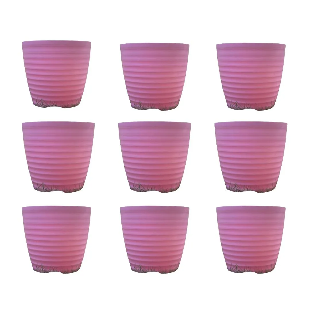 Set of 9 - 5 Inch Candy-Blush Pink Avora Premium Plastic Planter