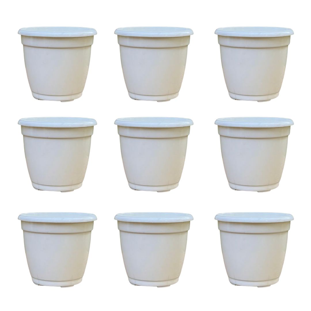 Set of 9 - 5 Inch Cloudy White Elora Premium Plastic Planter