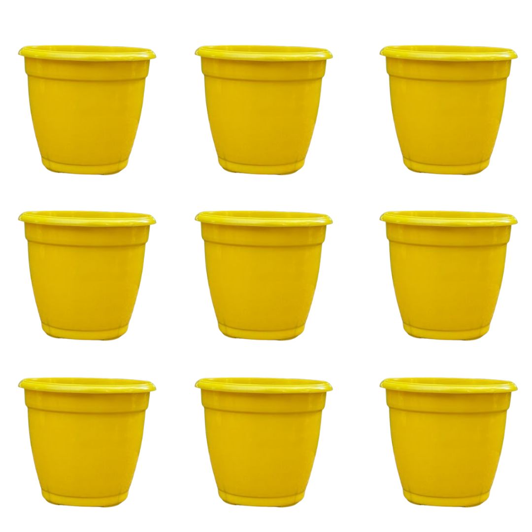 Set of 9 - 3 Inch Sunshine Yellow Elora Premium Plastic Planter