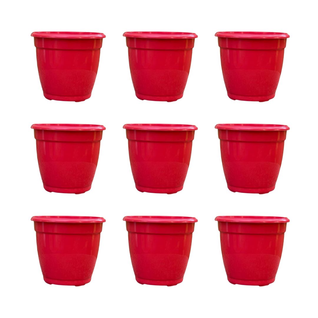 Set of 9 - 3 Inch Ruby Red Elora Premium Plastic Planter