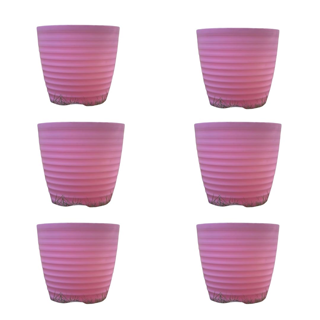 Set of 6 - 5 Inch Candy-Blush Pink Avora Premium Plastic Planter