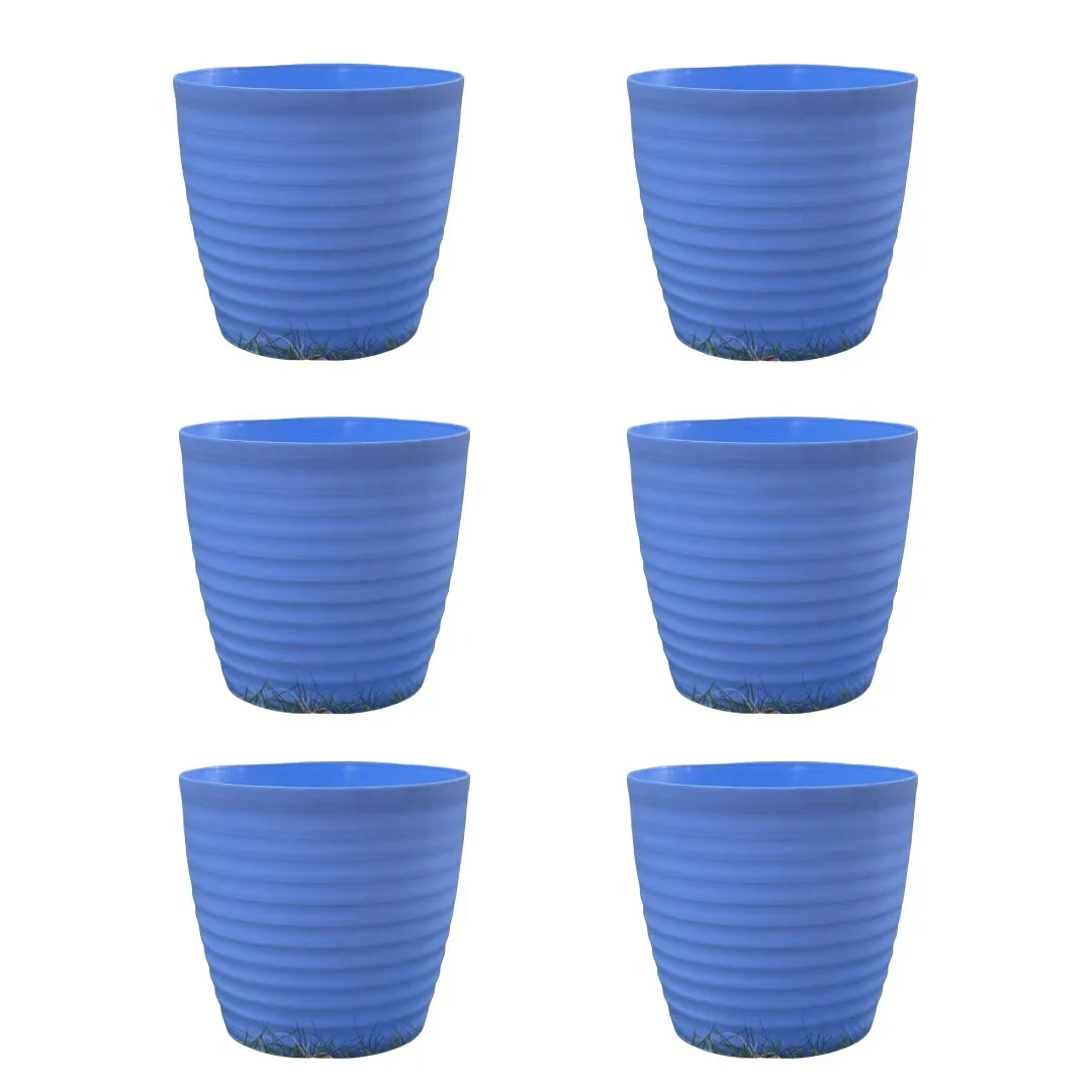 Set of 6 - 5 Inch Elvan Blue Avora Premium Plastic Planter