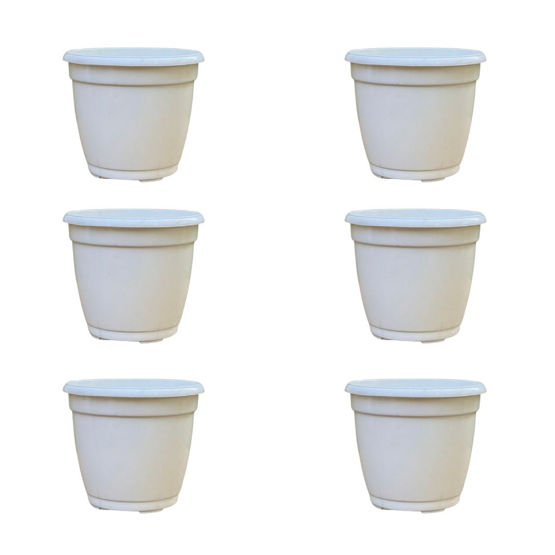 Set of 6 - 4 Inch Cloudy White Elora Premium Plastic Planter