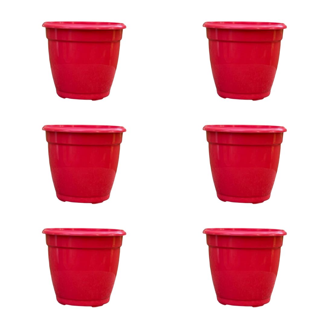 Set of 6 - 5 Inch Ruby Red Elora Premium Plastic Planter