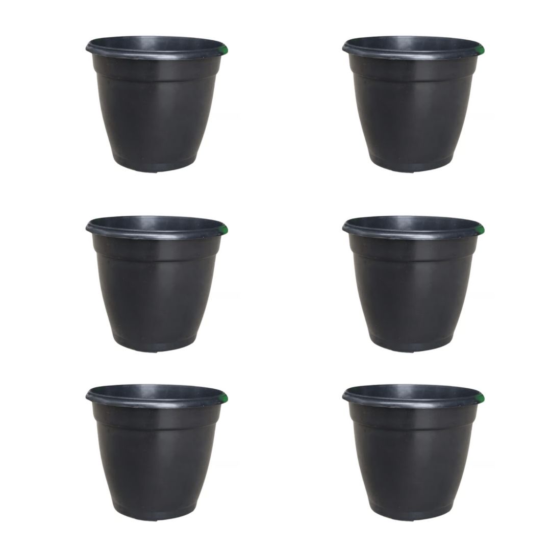 Set of 6 - 5 Inch Cloudy Black Elora Premium Plastic Planter