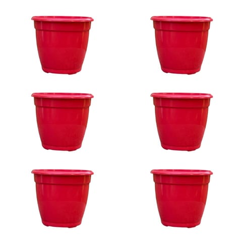Set of 6 - 4 Inch Ruby Red Elora Premium Plastic Planter