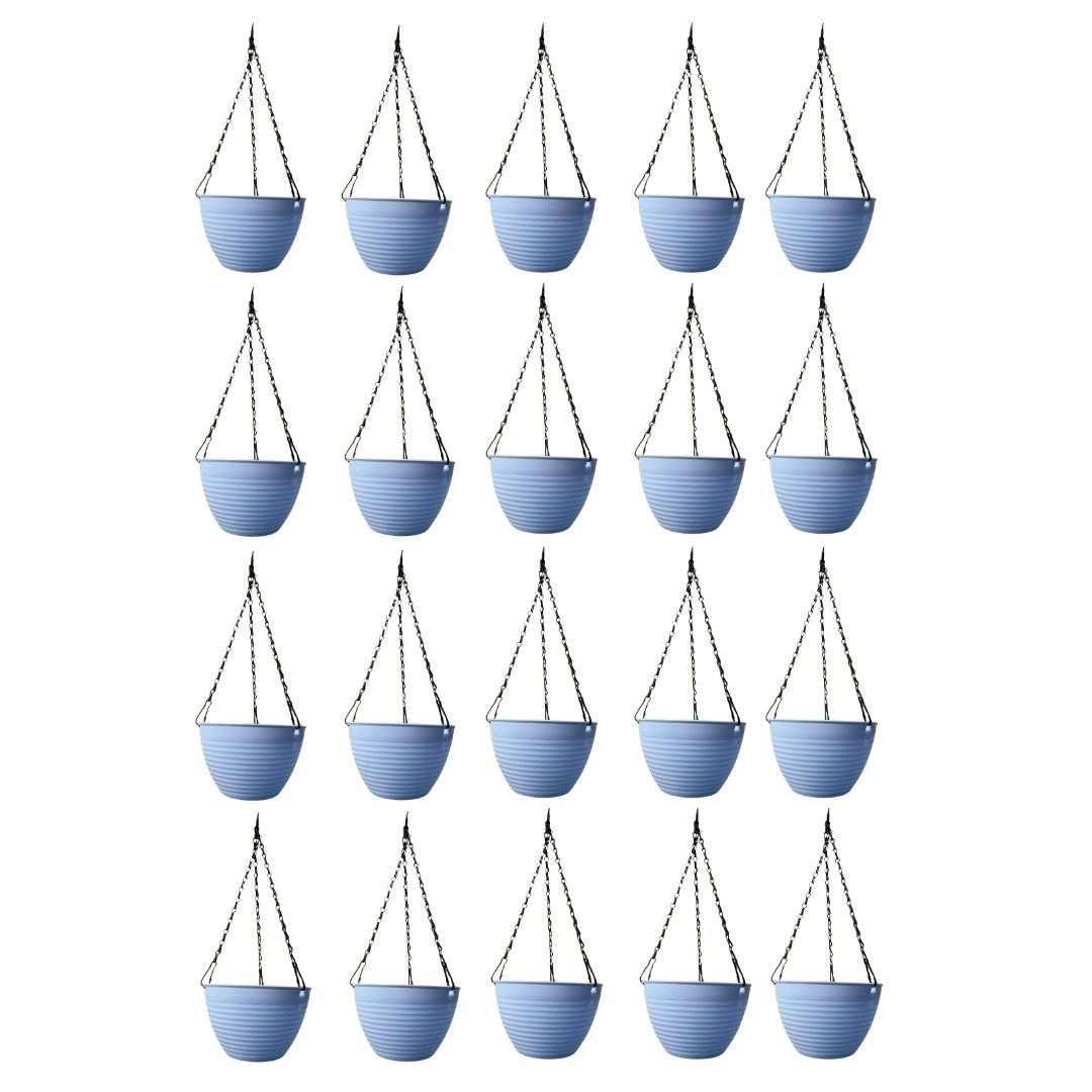 Set of 20 - 7 Inch Majesty Blue Premium Zylo Hanging Plastic Basket
