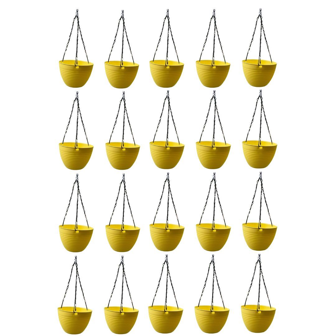 Set of 20 - 7 Inch Sunrise Yellow Premium Zylo Hanging Plastic Basket