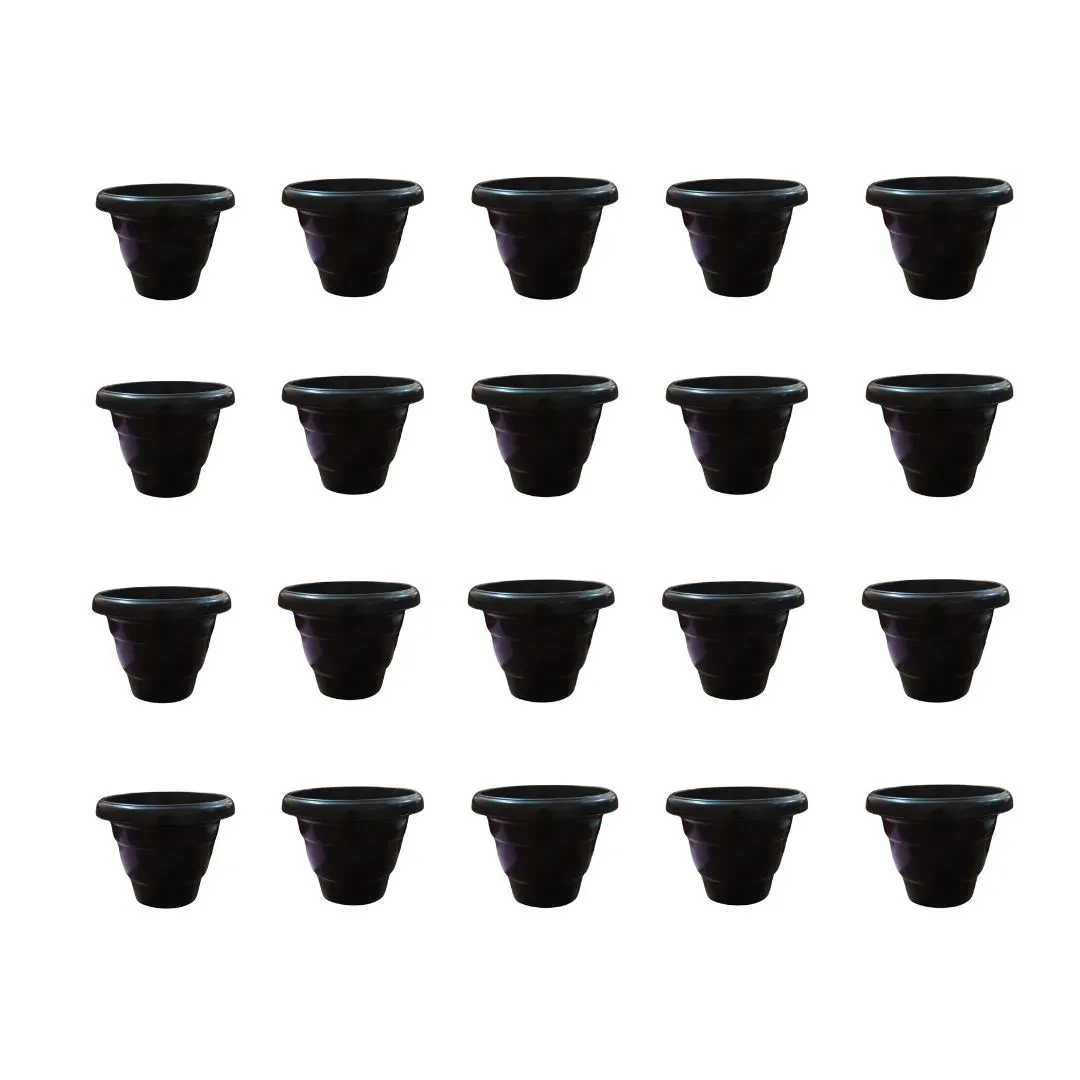 Set of 20 - 10 Inch Black Classy Plastic Pot