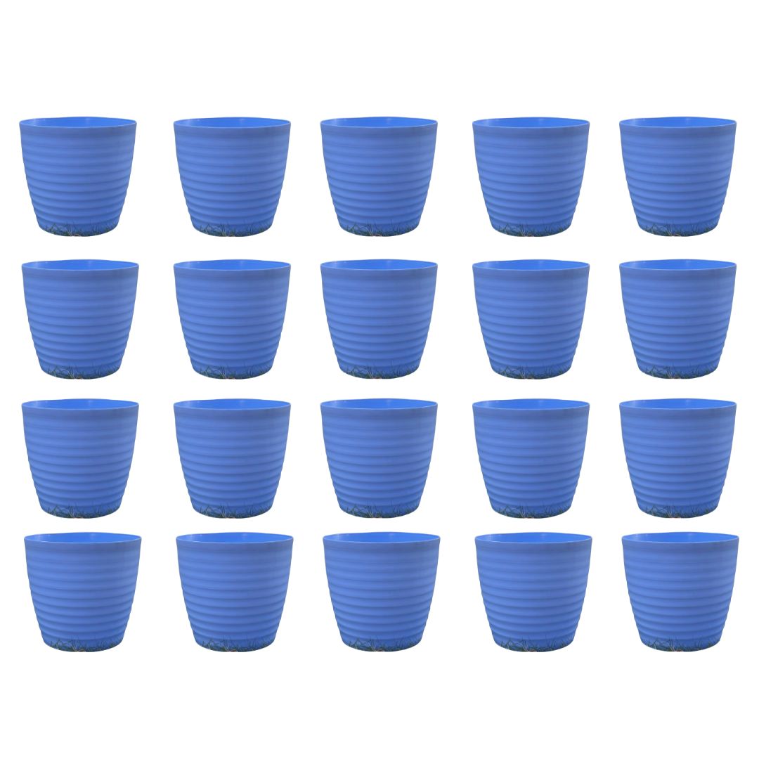 Set of 20 - 6 Inch Elvan Blue Avora Premium Plastic Planter