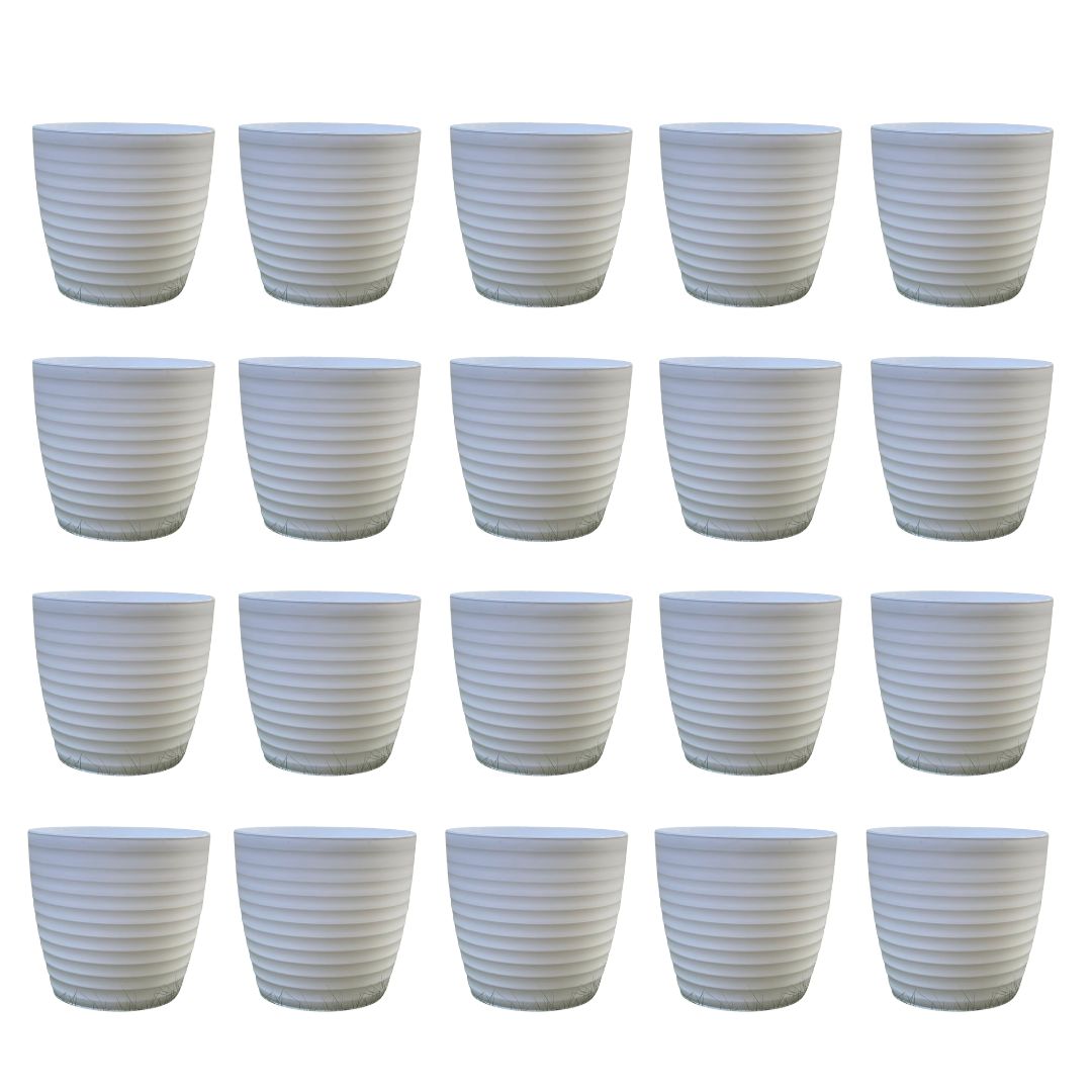 Set of 20 - 6 Inch White Avora Premium Plastic Planter