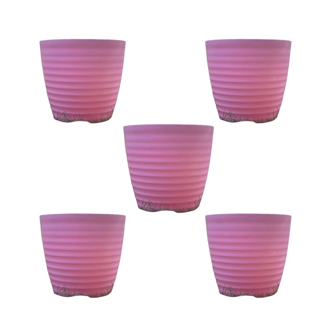 Set of 5 - 5 Inch Candy-Blush Pink Avora Premium Plastic Planter