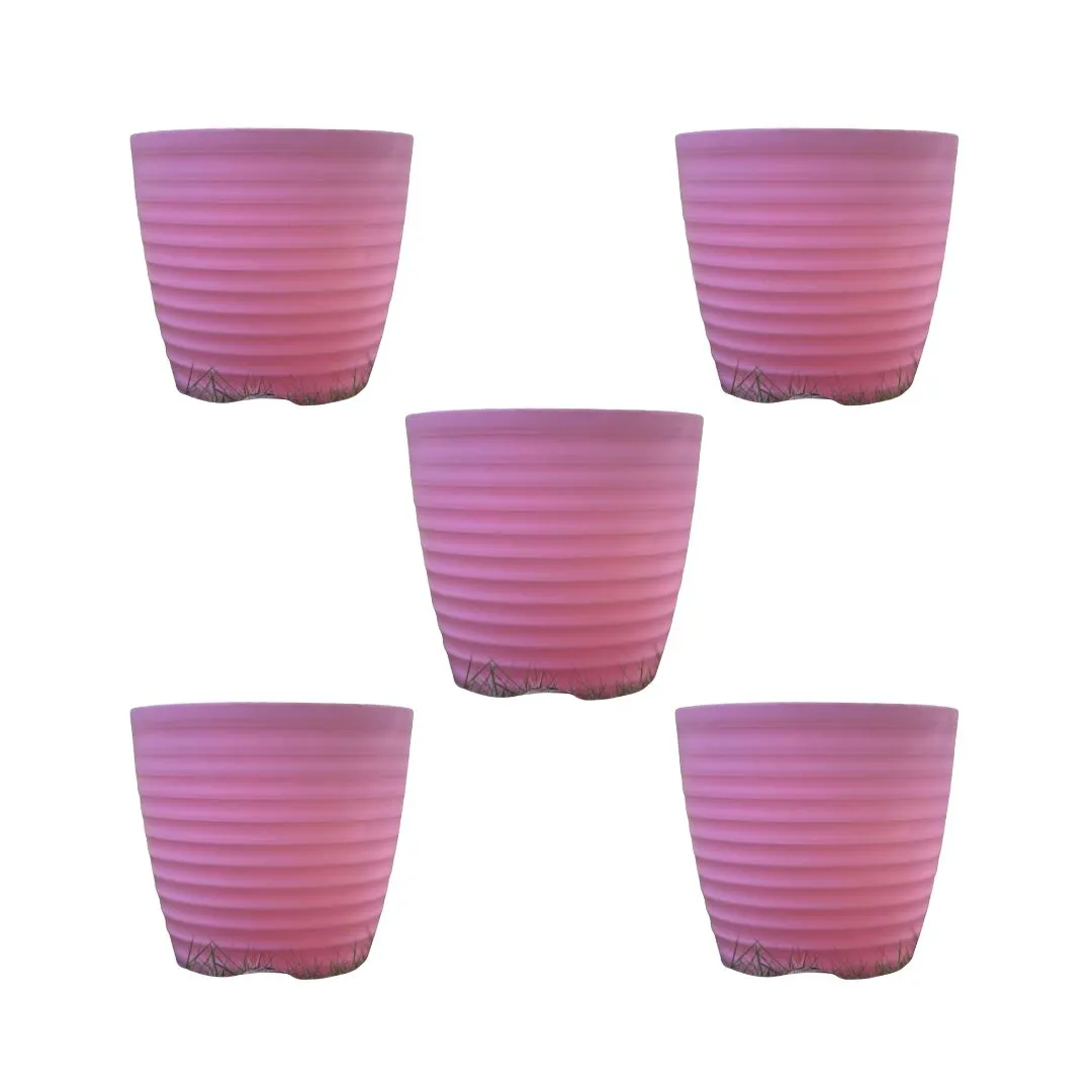 Set of 5 - 5 Inch Candy-Blush Pink Avora Premium Plastic Planter