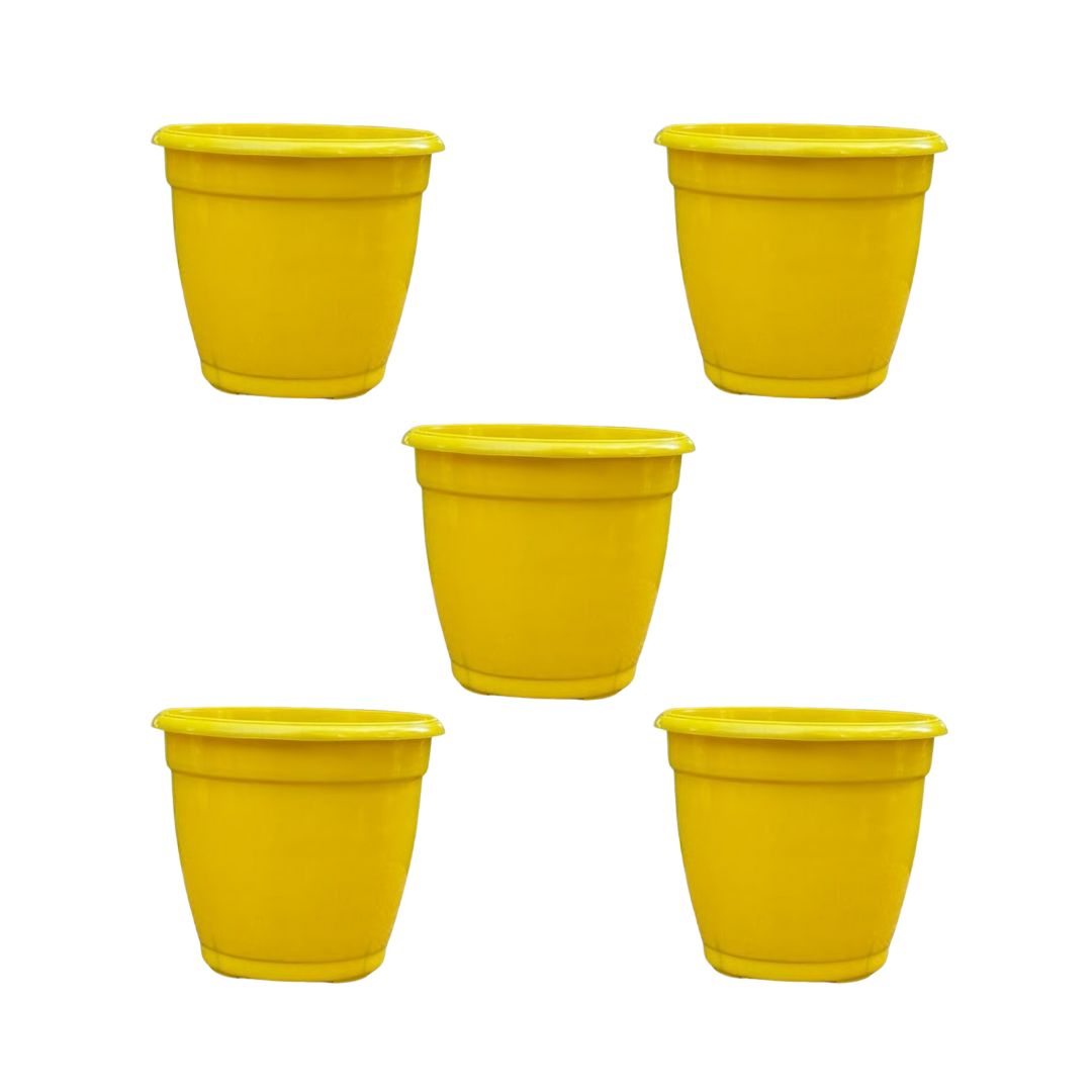 Set of 5 - 3 Inch Sunshine Yellow Elora Premium Plastic Planter