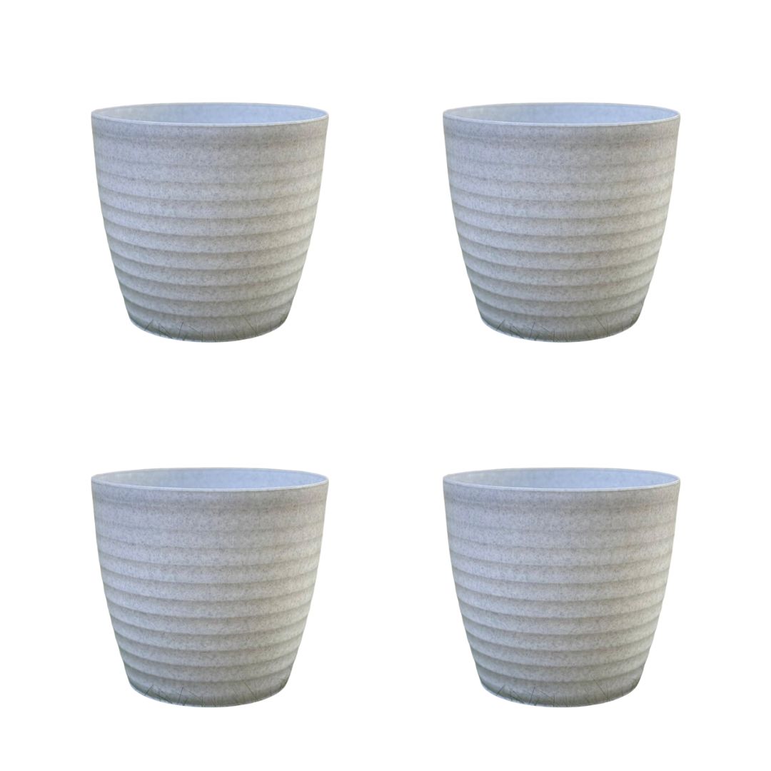 Set of 4 - 6 Inch Grey Avora Premium Plastic Planter