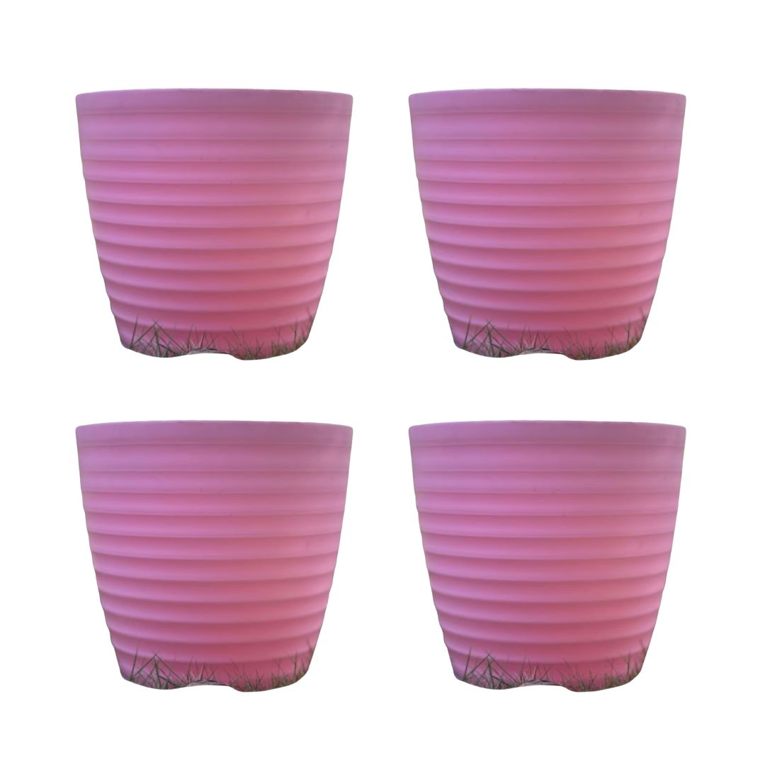Set of 4 - 5 Inch Candy-Blush Pink Avora Premium Plastic Planter