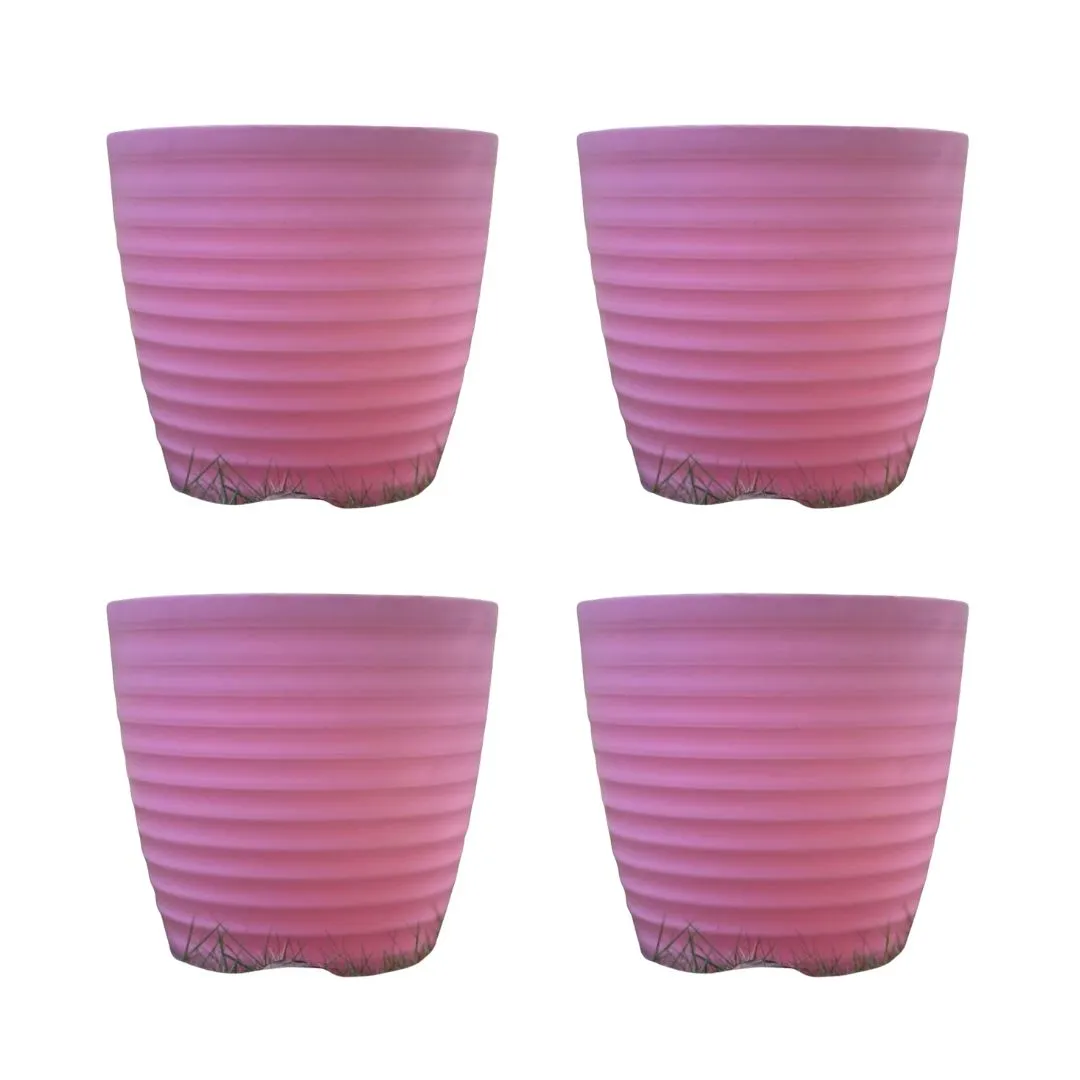 Set of 4 - 5 Inch Candy-Blush Pink Avora Premium Plastic Planter