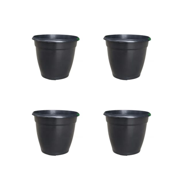 Set of 4 - 5 Inch Cloudy Black Elora Premium Plastic Planter