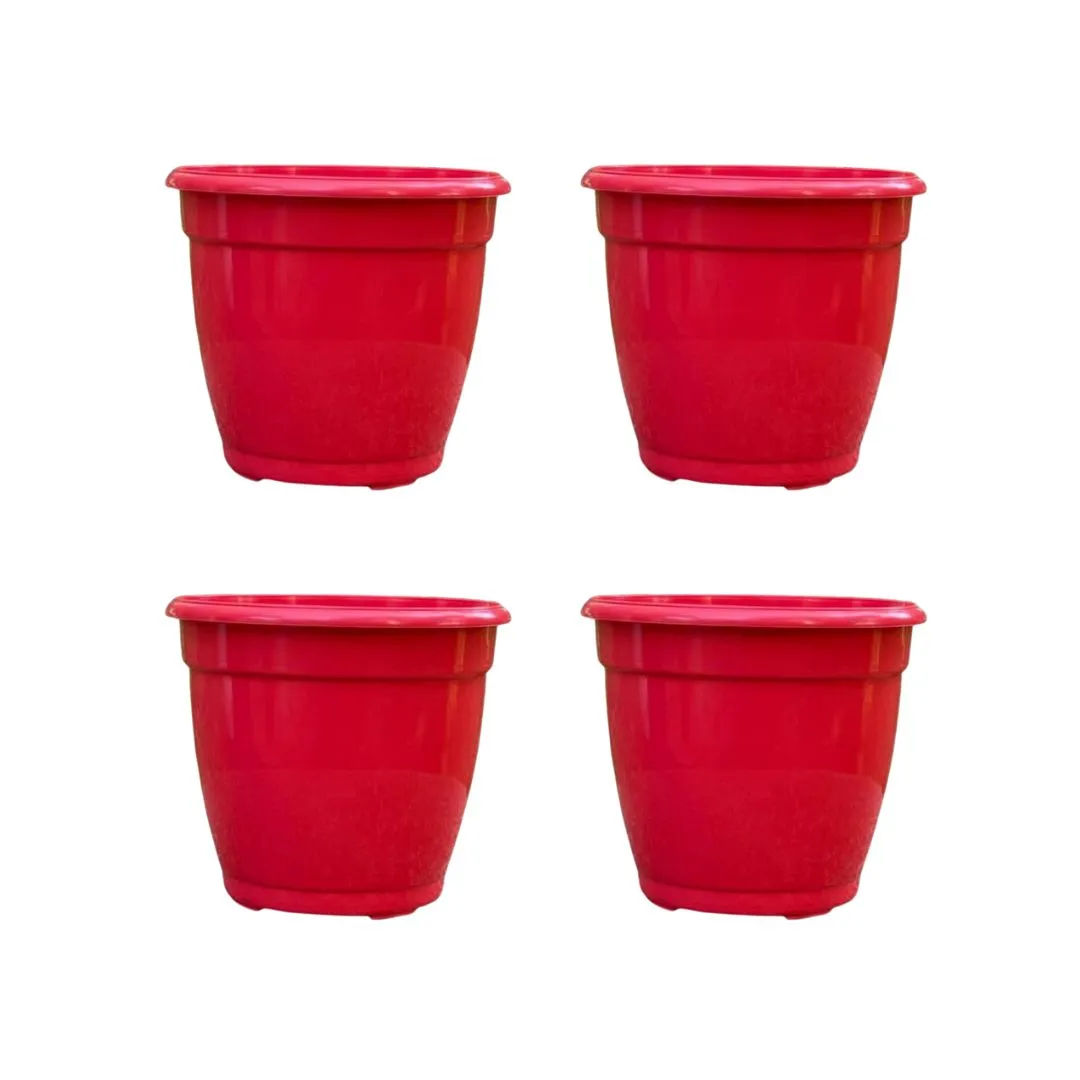 Set of 4 - 3 Inch Ruby Red Elora Premium Plastic Planter