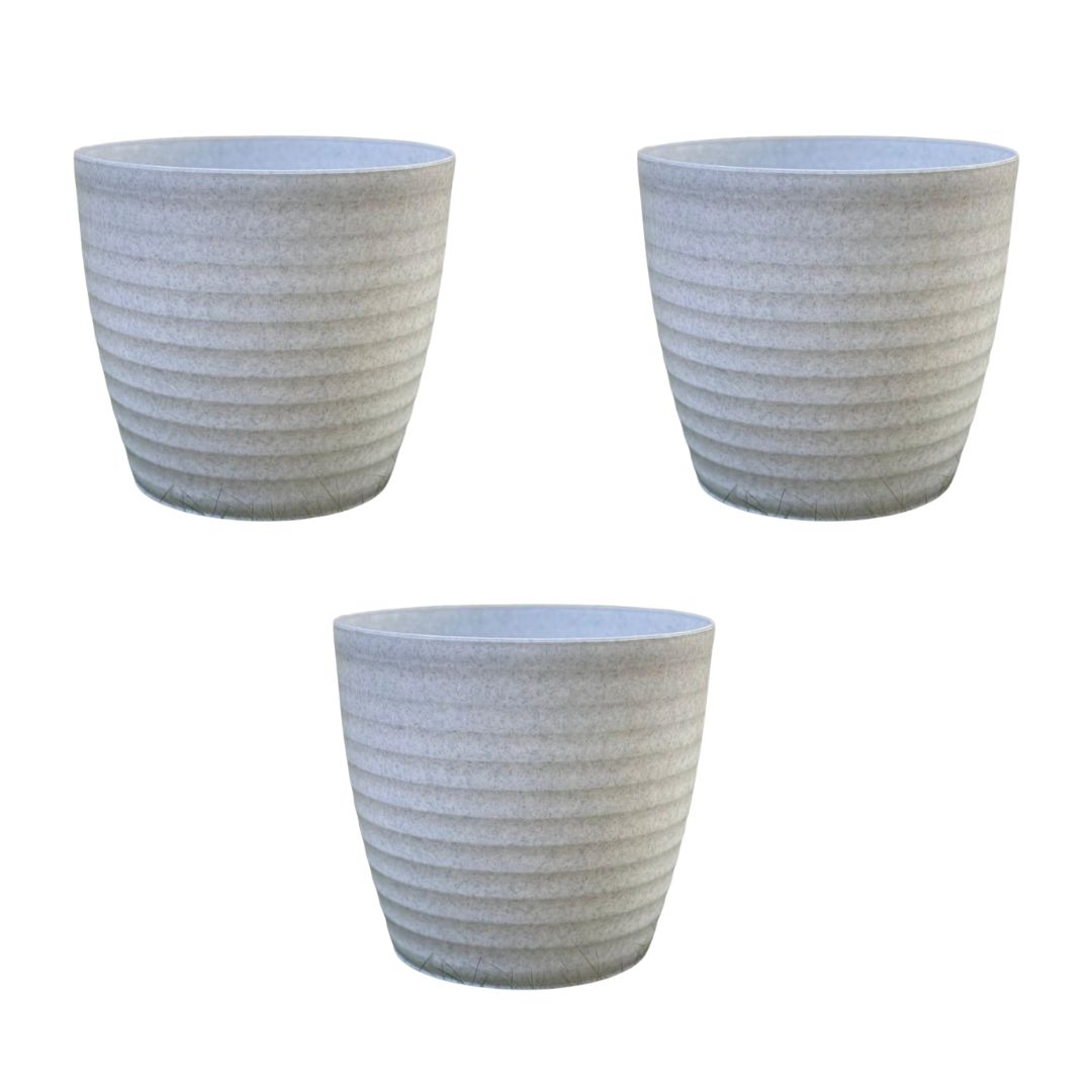 Set of 3 - 7 Inch Grey Avora Premium Plastic Planter
