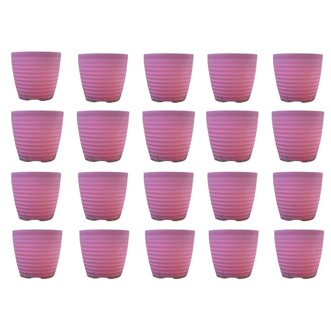 Set of 3 - 5 Inch Candy-Blush Pink Avora Premium Plastic Planter