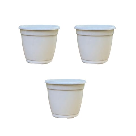 Set of 3 - 5 Inch Cloudy White Elora Premium Plastic Planter