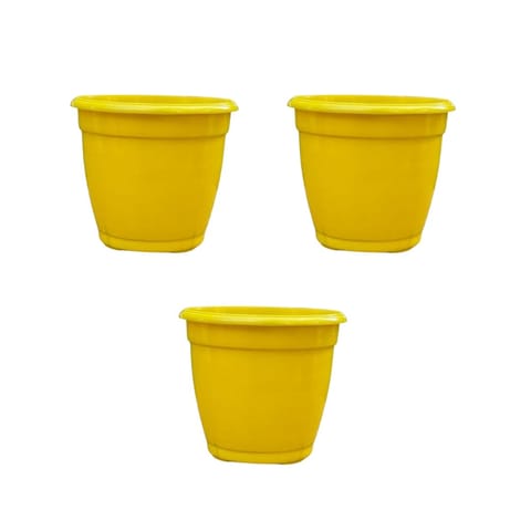 Set of 3 - 3 Inch Sunshine Yellow Elora Premium Plastic Planter