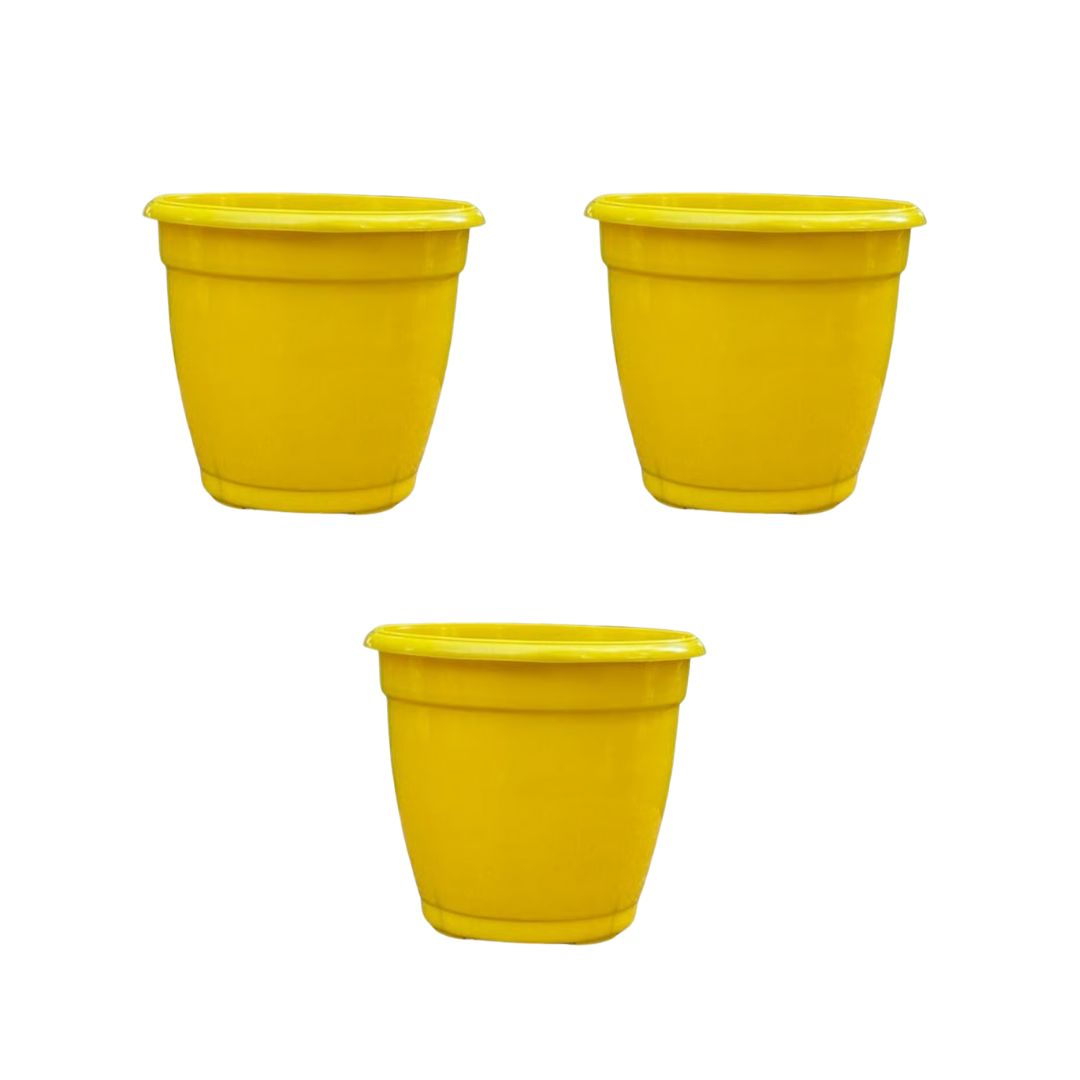 Set of 3 - 3 Inch Sunshine Yellow Elora Premium Plastic Planter