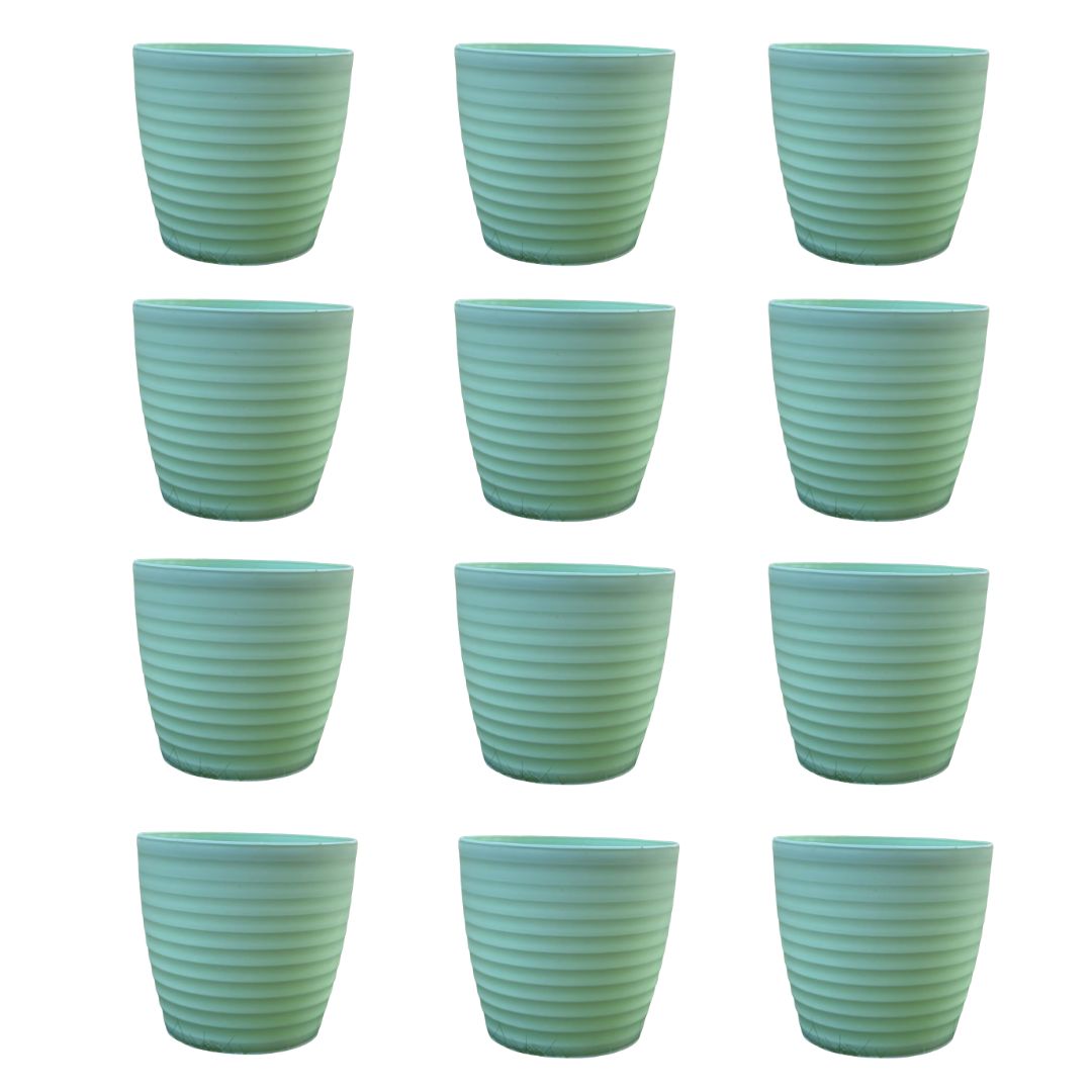 Set of 12 - 5 Inch Pastel Green Avora Premium Plastic Planter
